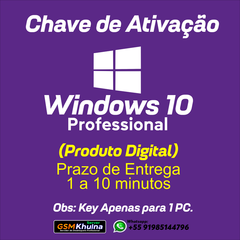 Windows 10 Profissional Licença Original Product Key